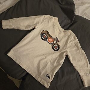 GAP Cream Long Sleeve Tee with Motorcycle Graphic